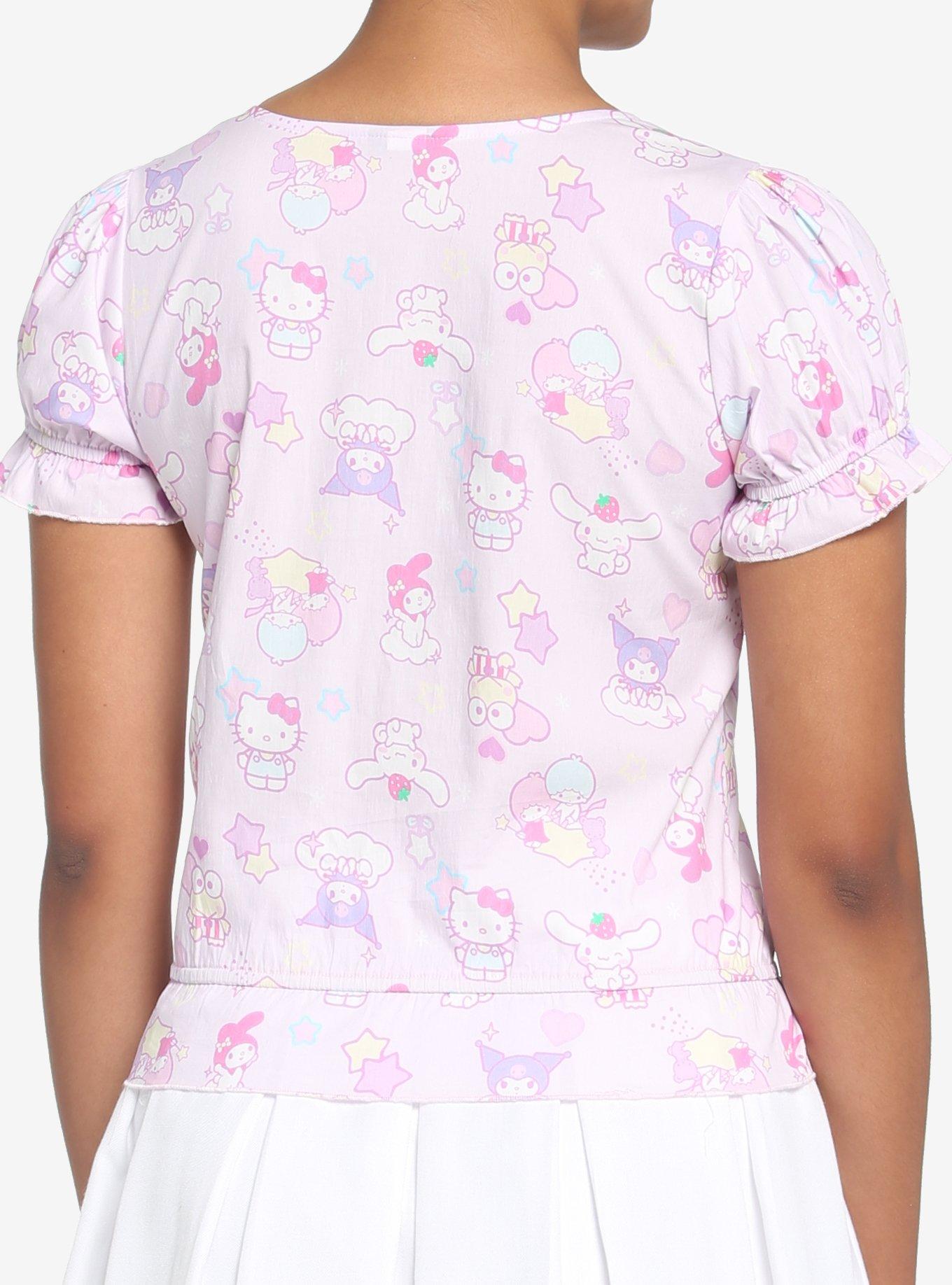 Hello Kitty And Friends Pastel Ruffle Girls Button-Up Top, MULTI, alternate