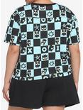 Badtz-Maru Teal Checkered Girls Crop T-Shirt Plus Size, BLACK, alternate