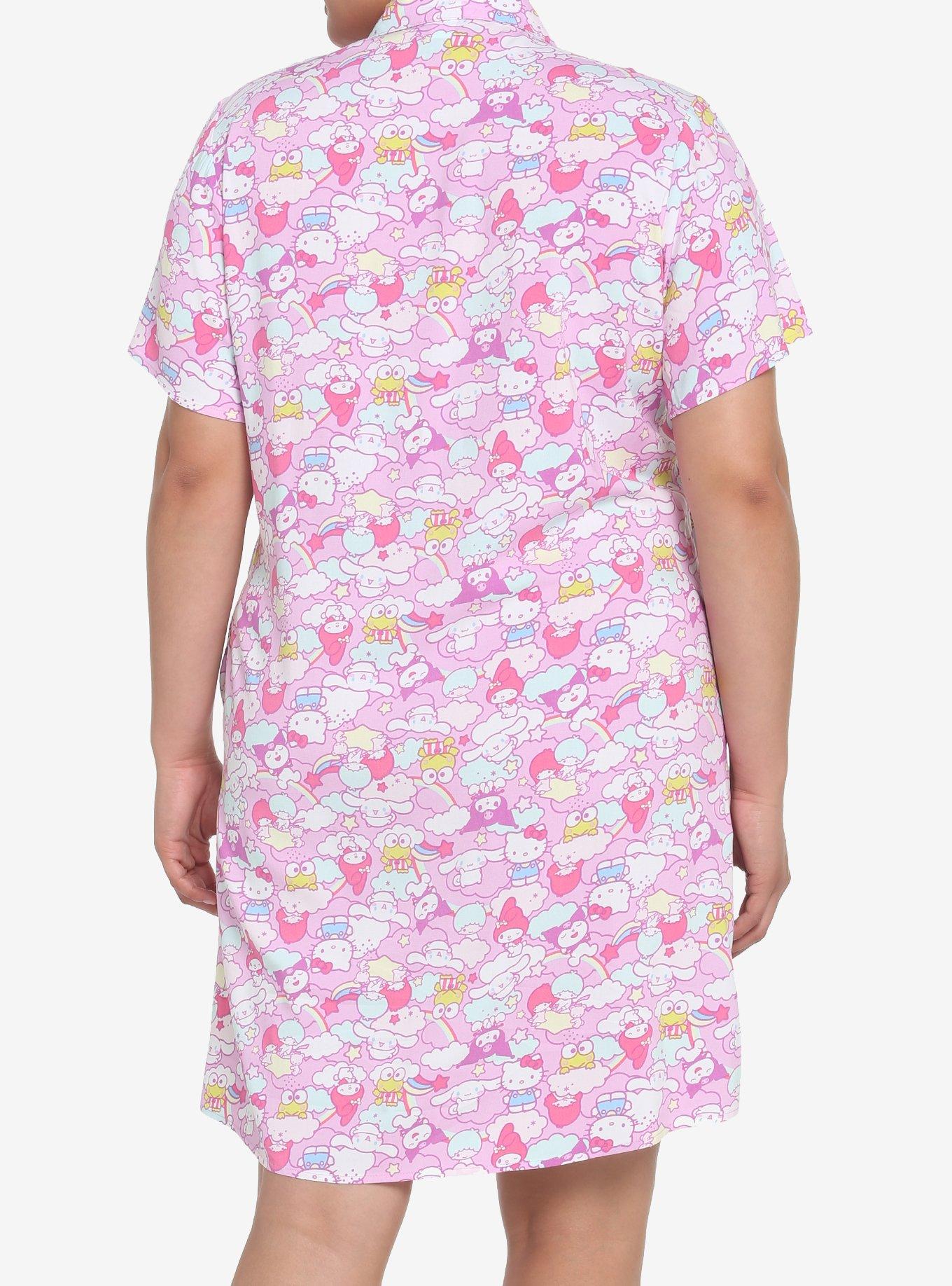 Hello Kitty And Friends Pastel Collage Button-Up Dress Plus Size, MULTI, alternate