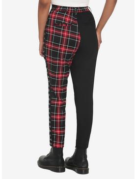 Black & Red Plaid Split Pants, , hi-res