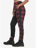 Black & Red Plaid Split Pants, BLACK  RED, alternate