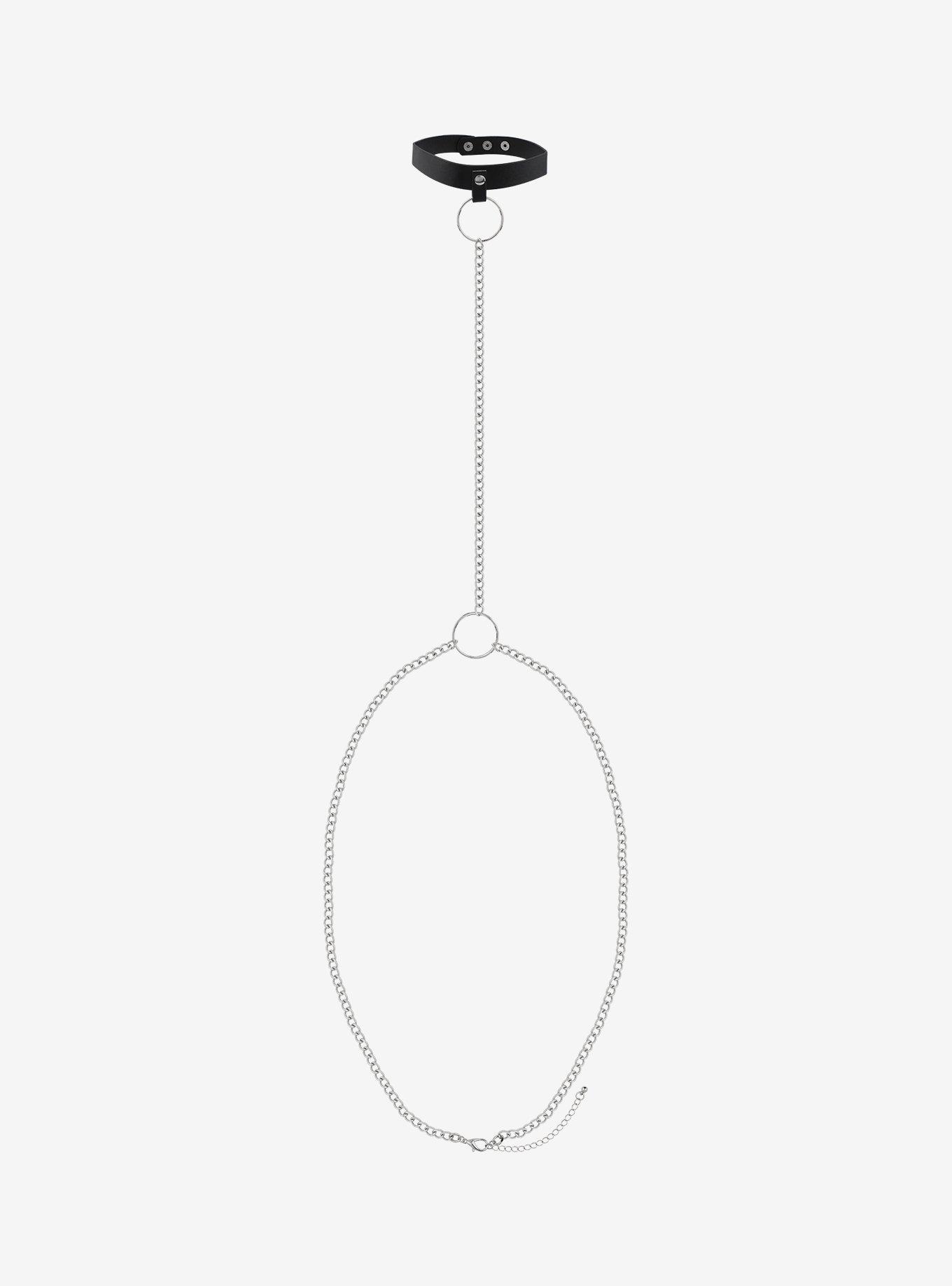 Black Choker With Body Chain, , alternate