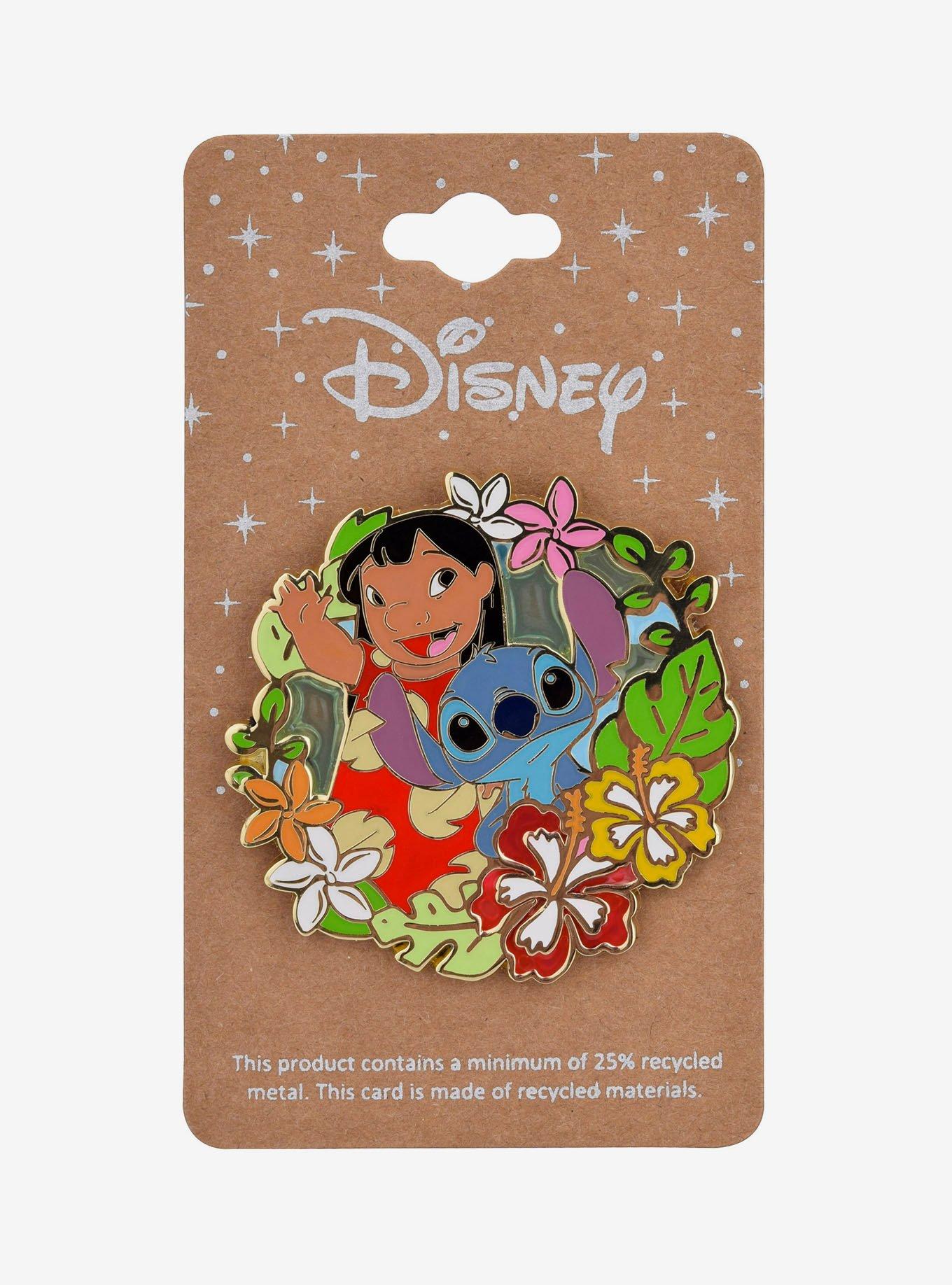 Disney Lilo & Stitch Floral Circle Portrait Enamel Pin - BoxLunch Exclusive, , alternate