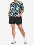 Badtz-Maru Teal Checkered Crop T-Shirt Plus Size, BLACK TEAL, alternate