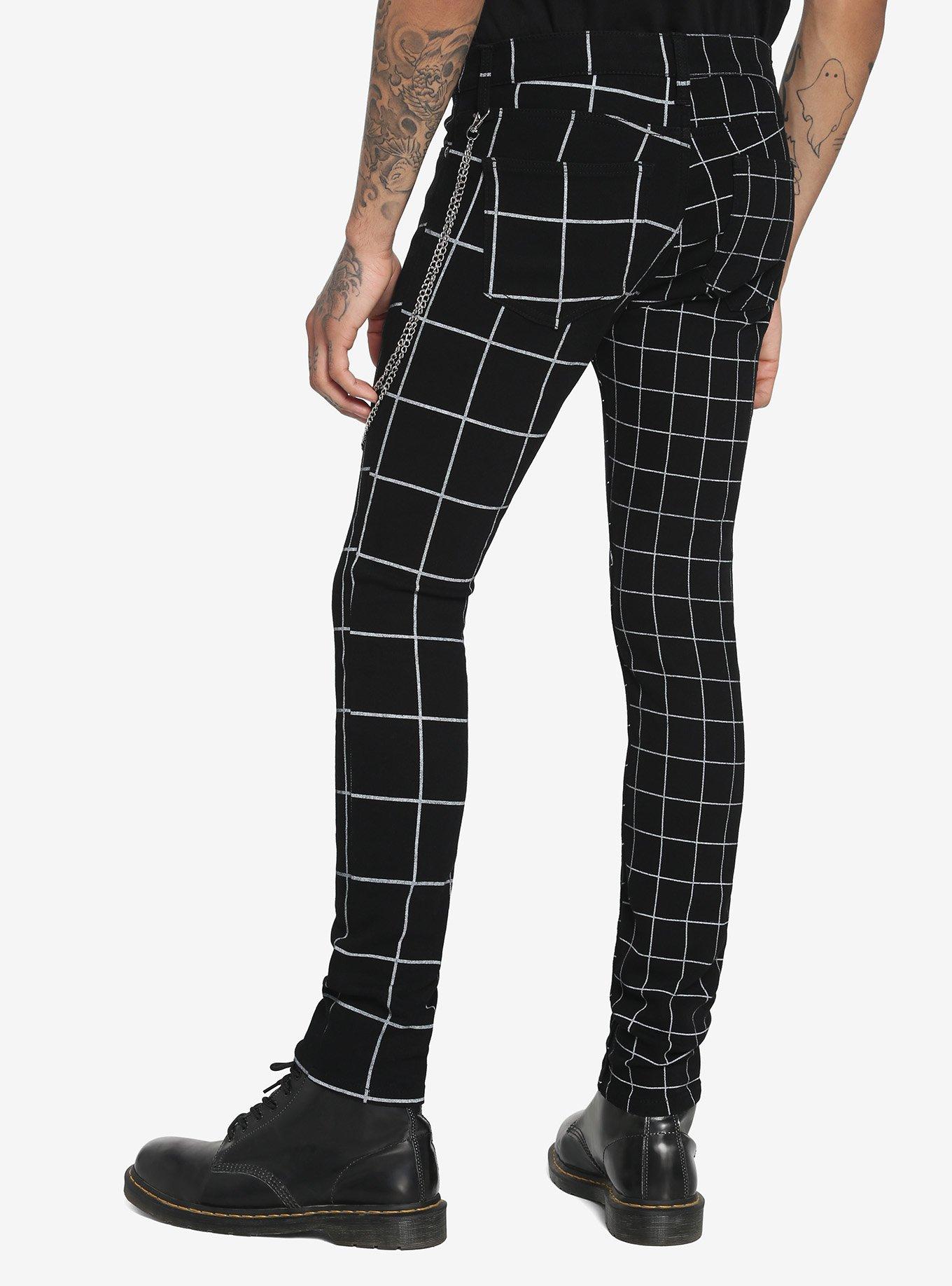 Black & White Double Grid Stinger Jeans, BLACK, alternate