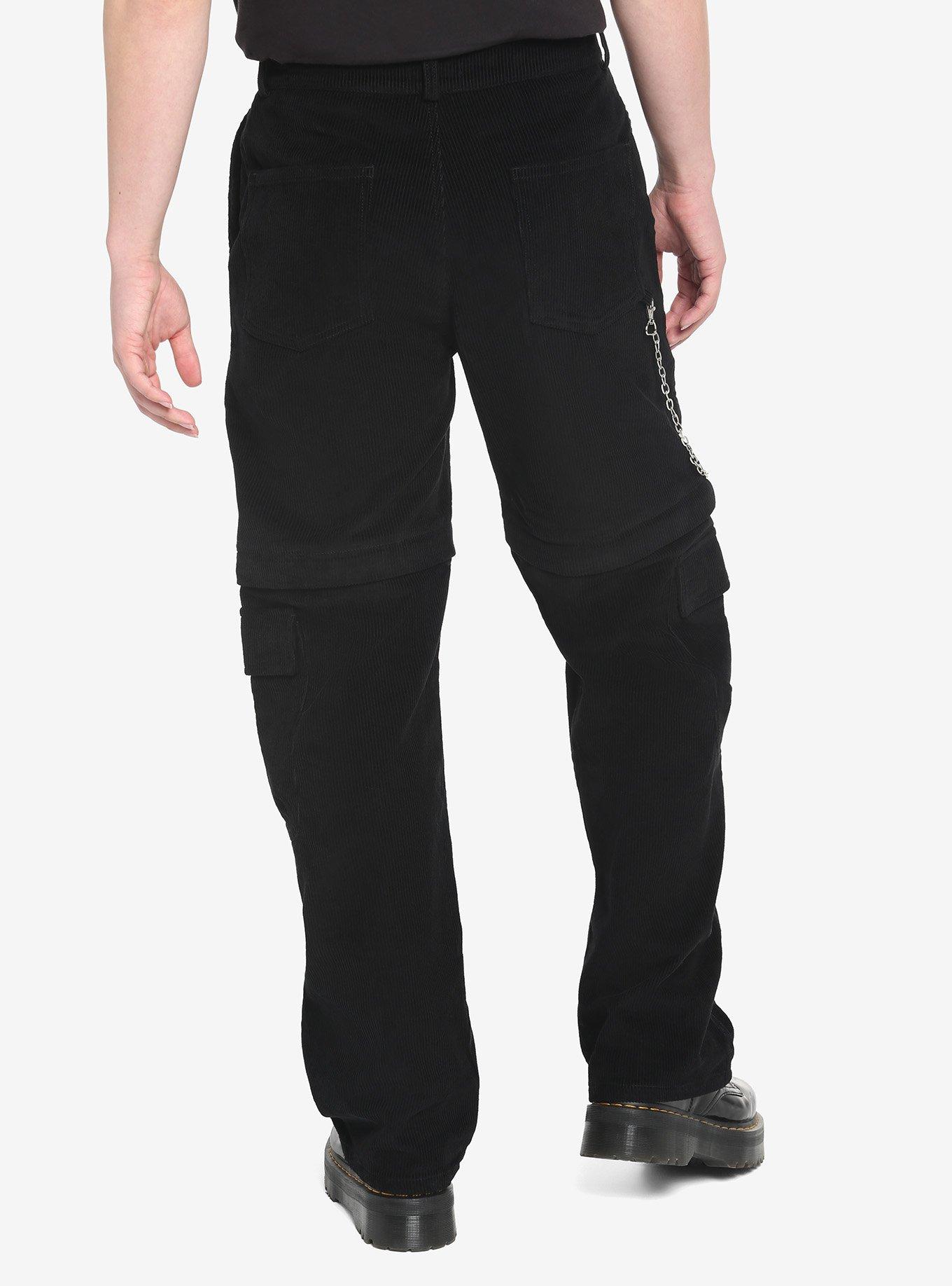 Black Corduroy Zip-Off Carpenter Pants, BLACK, alternate - view 2