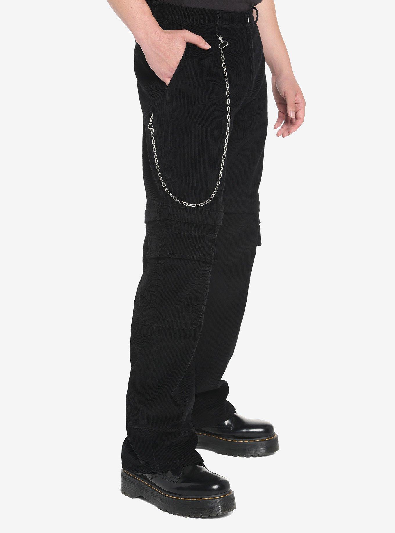 Black Corduroy Zip-Off Carpenter Pants, BLACK, alternate - view 3