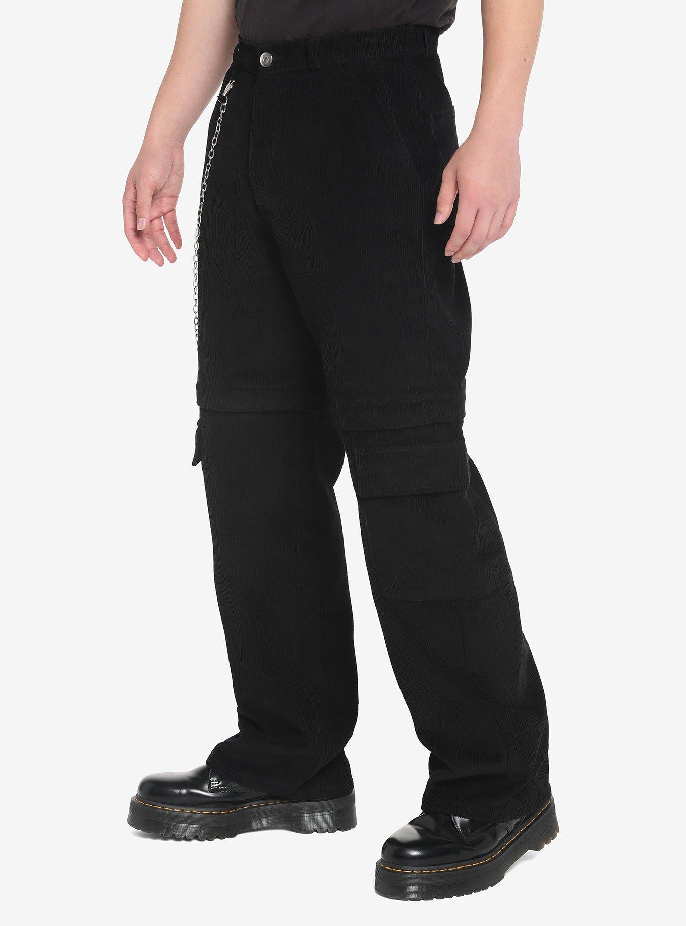 Black Corduroy Zip-Off Carpenter Pants, BLACK, alternate - view 4