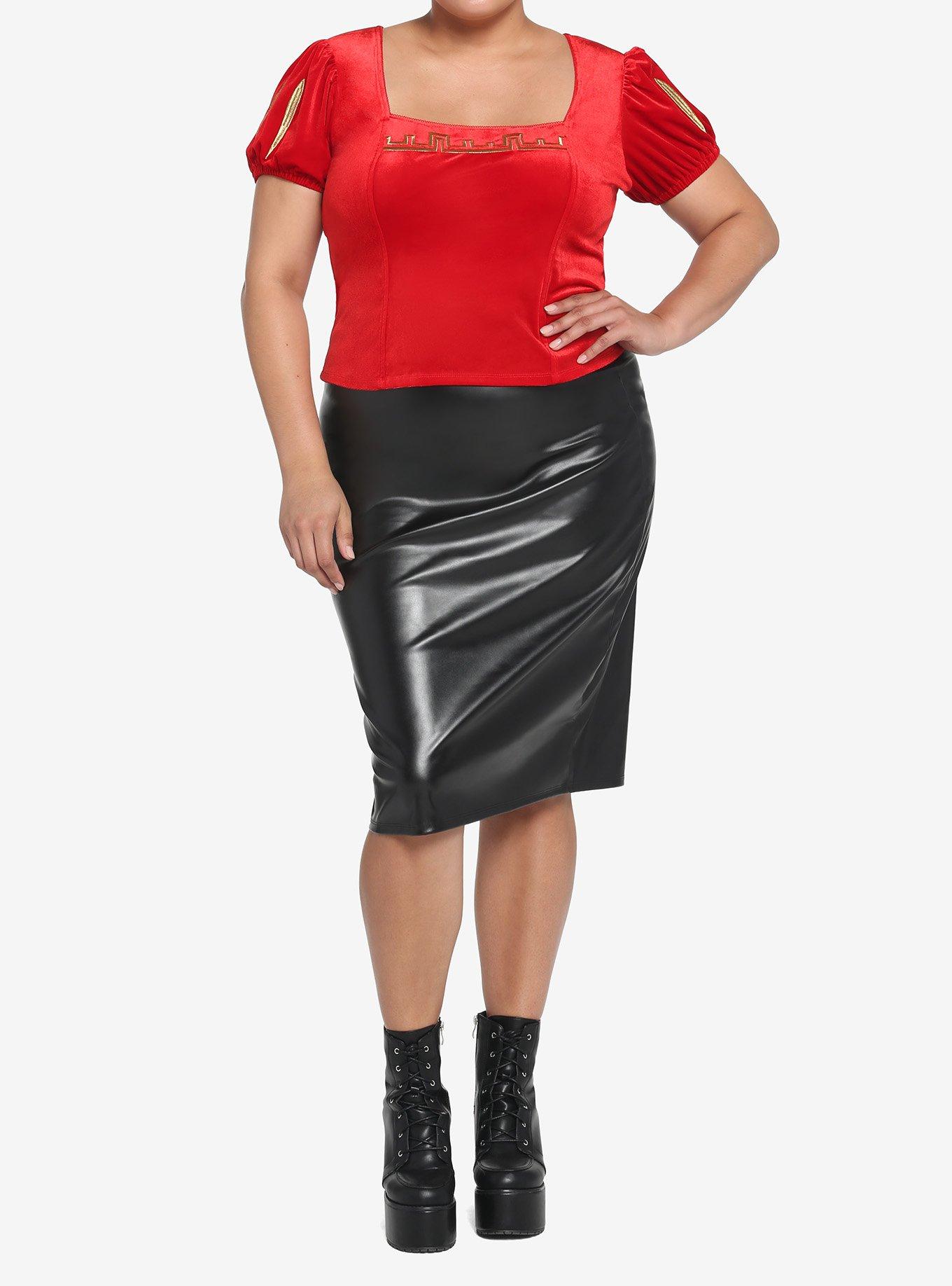Shrek Lord Farquaad Velvet Skimmer Top Plus Size, RED, alternate