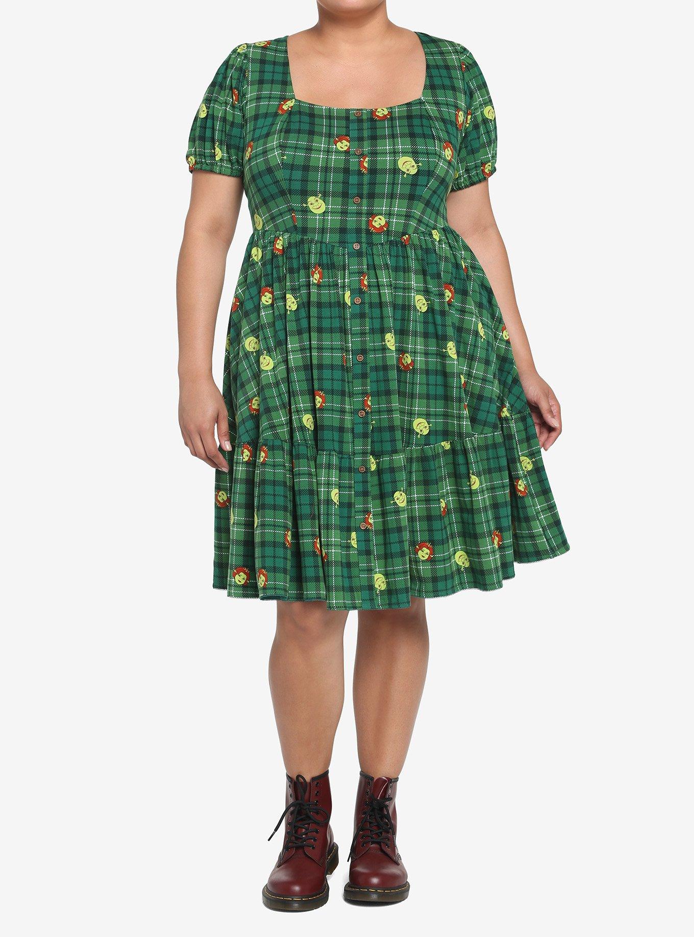 Shrek Fiona Plaid Tiered Dress Plus Size, MULTI, alternate