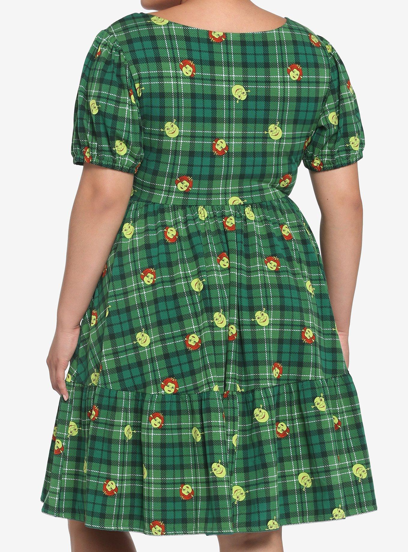 Shrek Fiona Plaid Tiered Dress Plus Size, MULTI, alternate