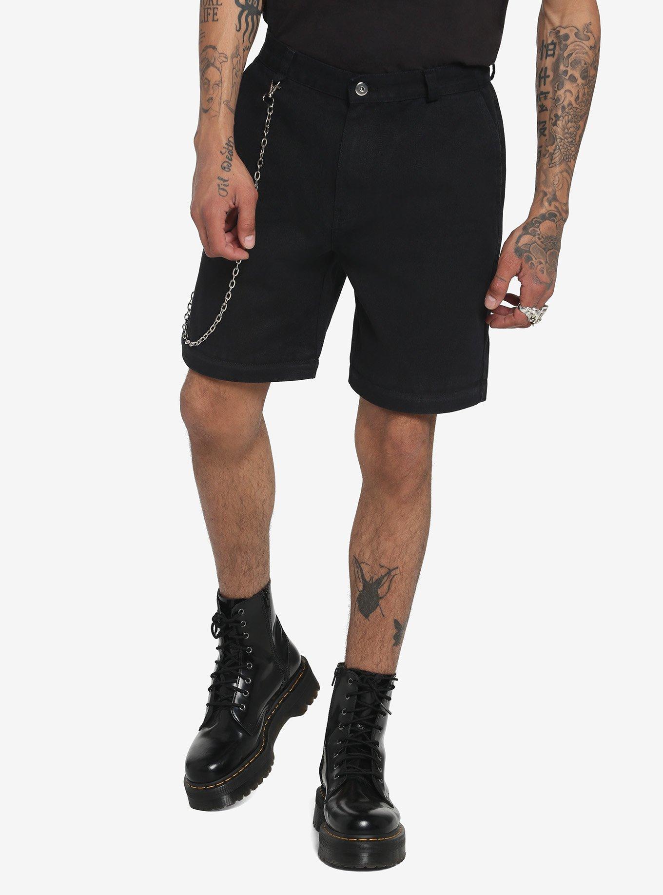 Black Carpenter Pants With Chain, BLACK, alternate