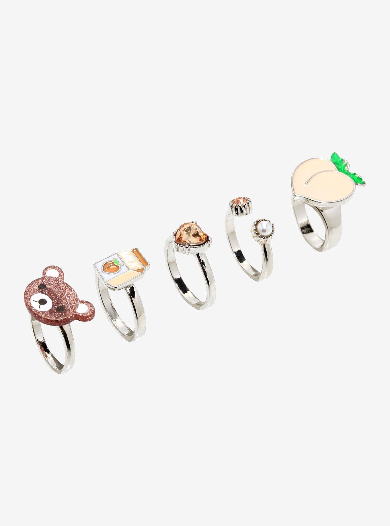 Peach Milk Bear Ring Set, , alternate