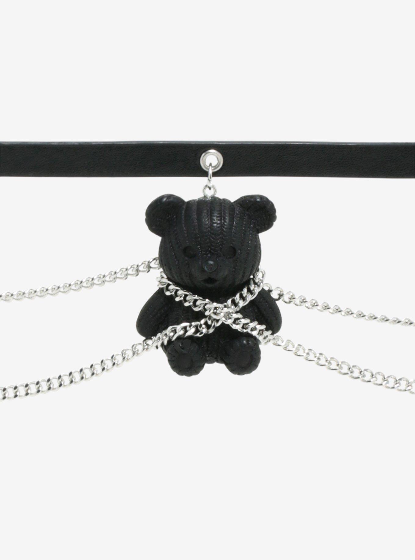 Black Chained Up Bear Choker, , alternate