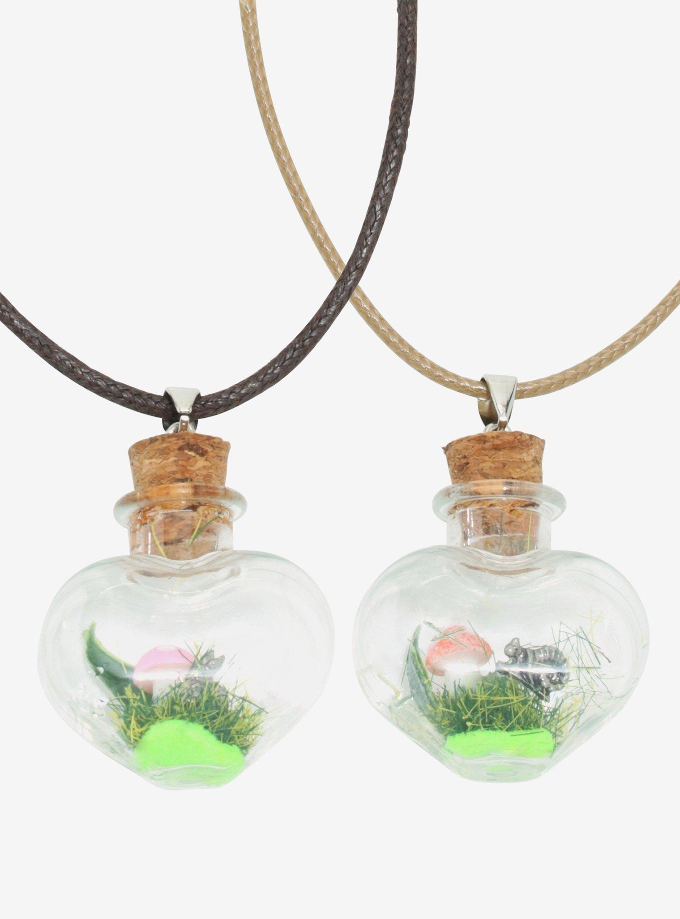 Heart Terrarium Cord Best Friend Necklace Set, , alternate