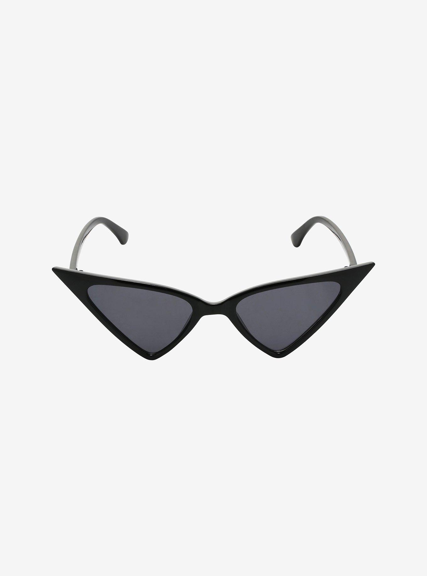 Black Pointy Cat Eye Sunglasses, , alternate