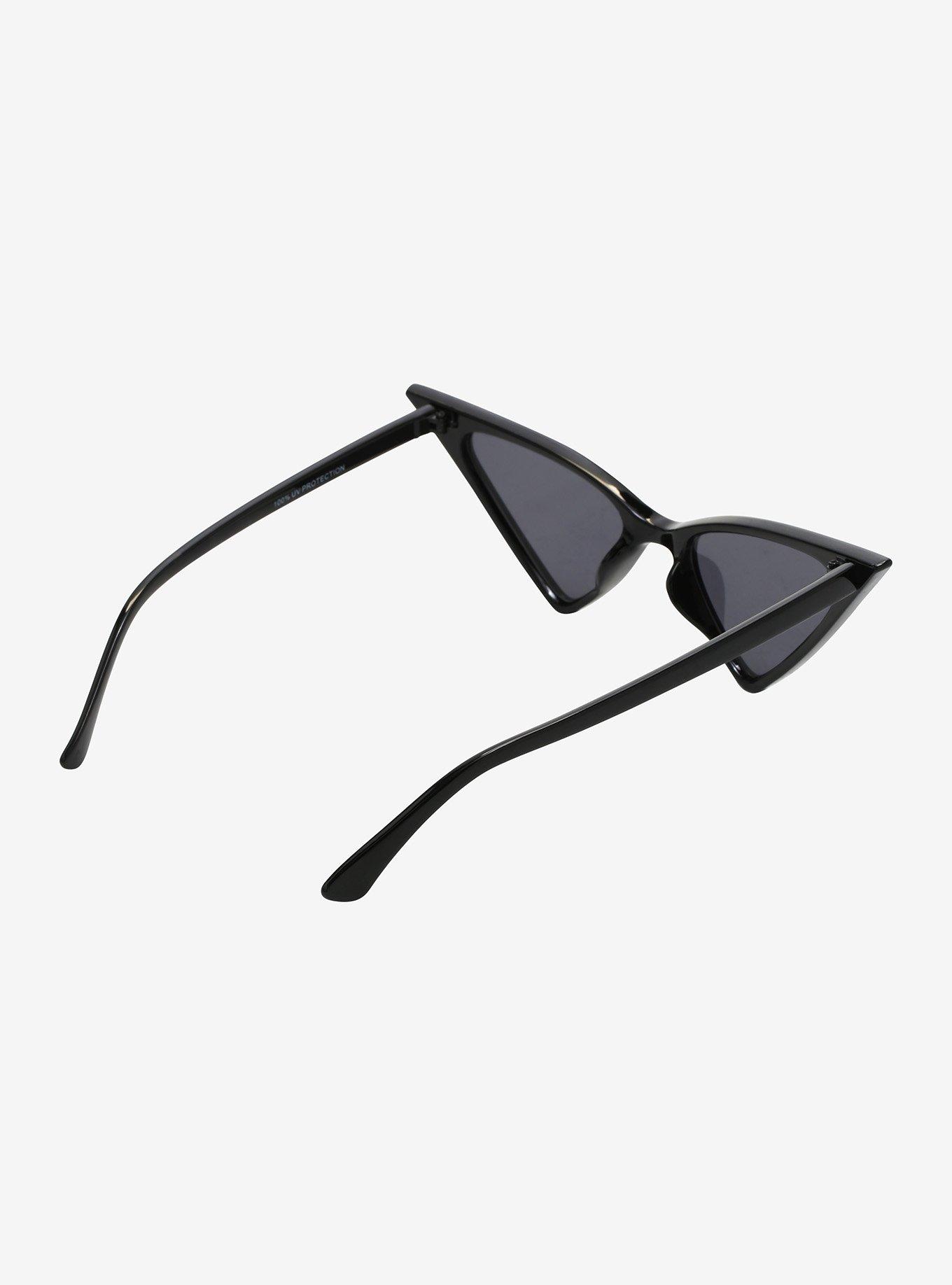 Black Pointy Cat Eye Sunglasses, , alternate