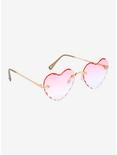 Pastel Ombre Pink Textured Heart Sunglasses, , alternate