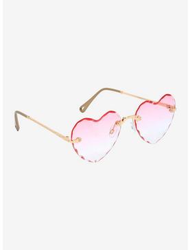 Pastel Ombre Pink Textured Heart Sunglasses, , hi-res