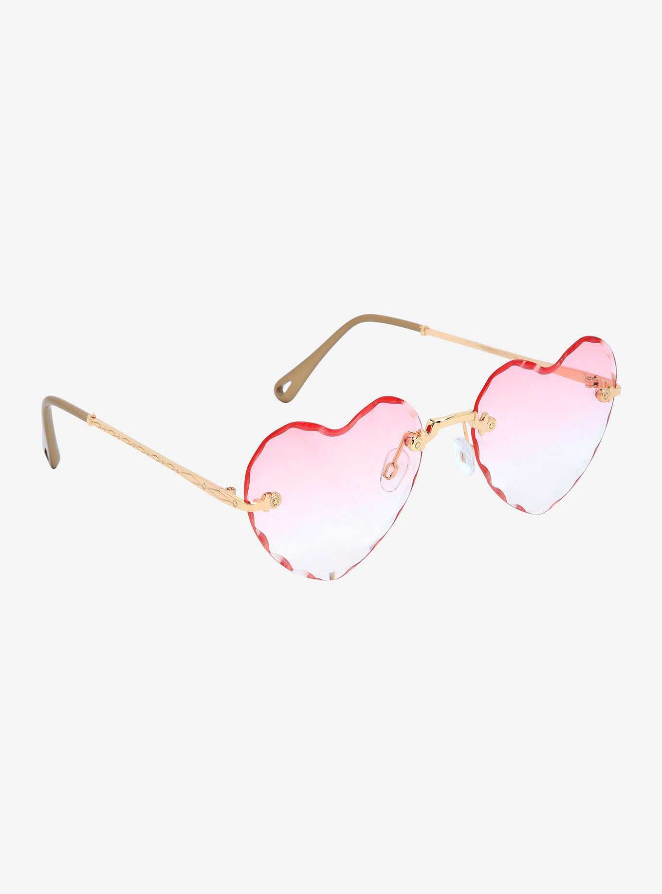 Pastel Ombre Pink Textured Heart Sunglasses, , hi-res
