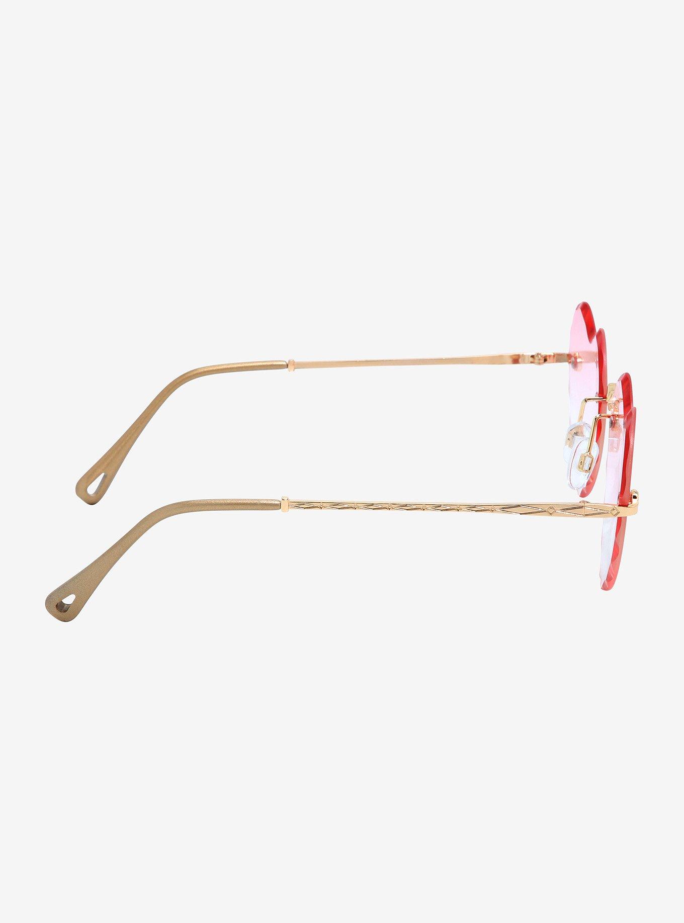 Pastel Ombre Pink Textured Heart Sunglasses, , alternate