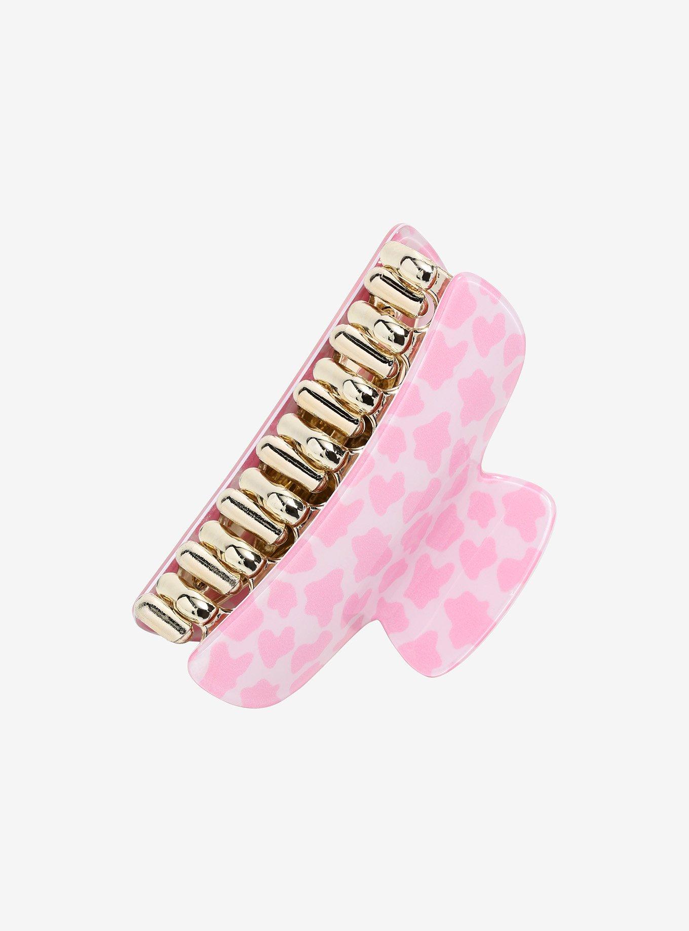 Pink Cow Print Hair Clip, , alternate
