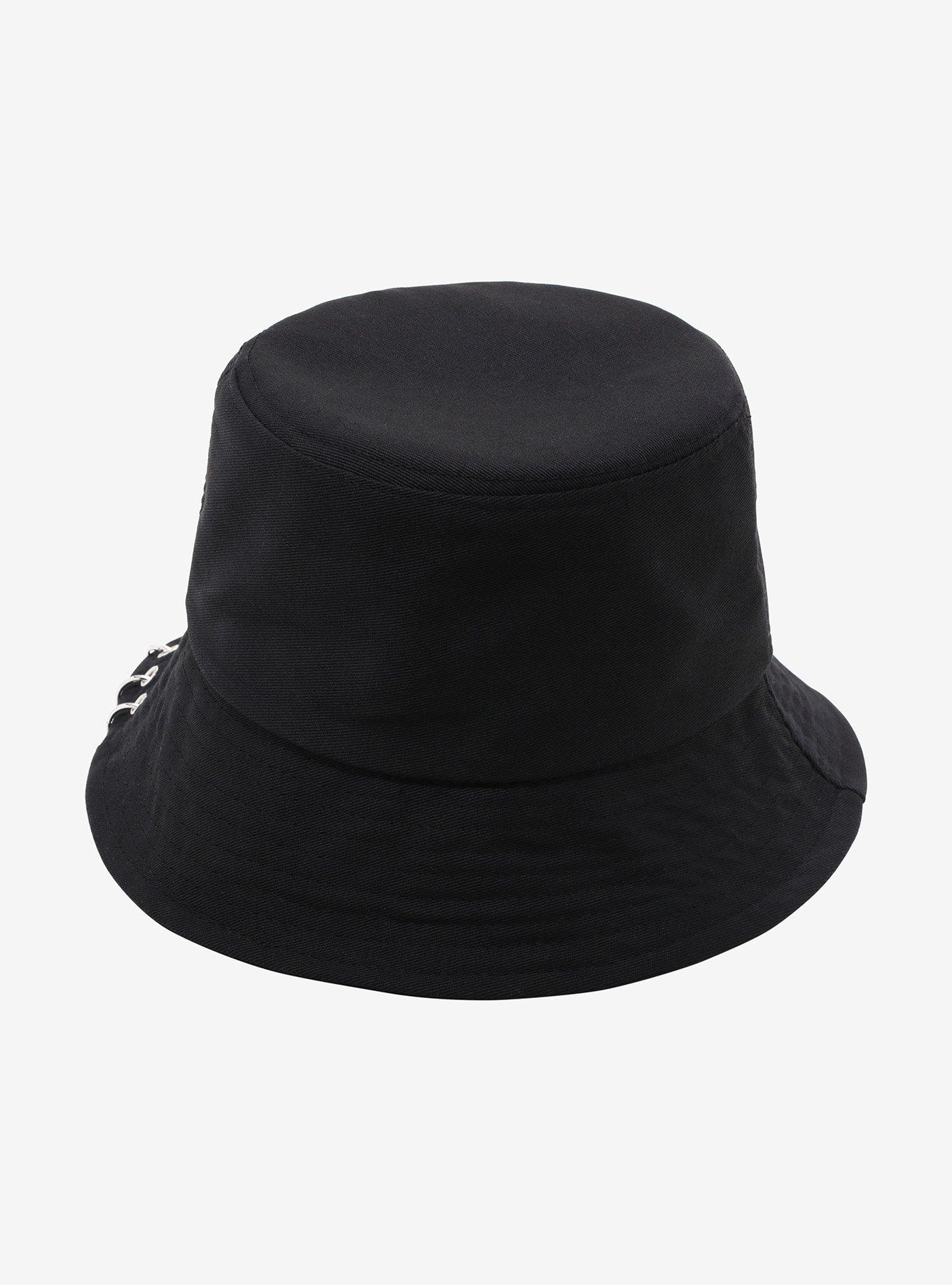 Black Chain Pin Bucket Hat, , alternate