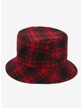 Red Plaid Pierced Bucket Hat, , hi-res