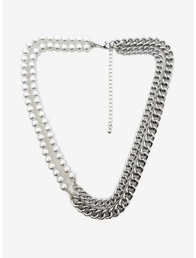 Pearl Chain Contrast Necklace, , hi-res