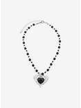 Ornate Black Heart Beaded Necklace, , alternate