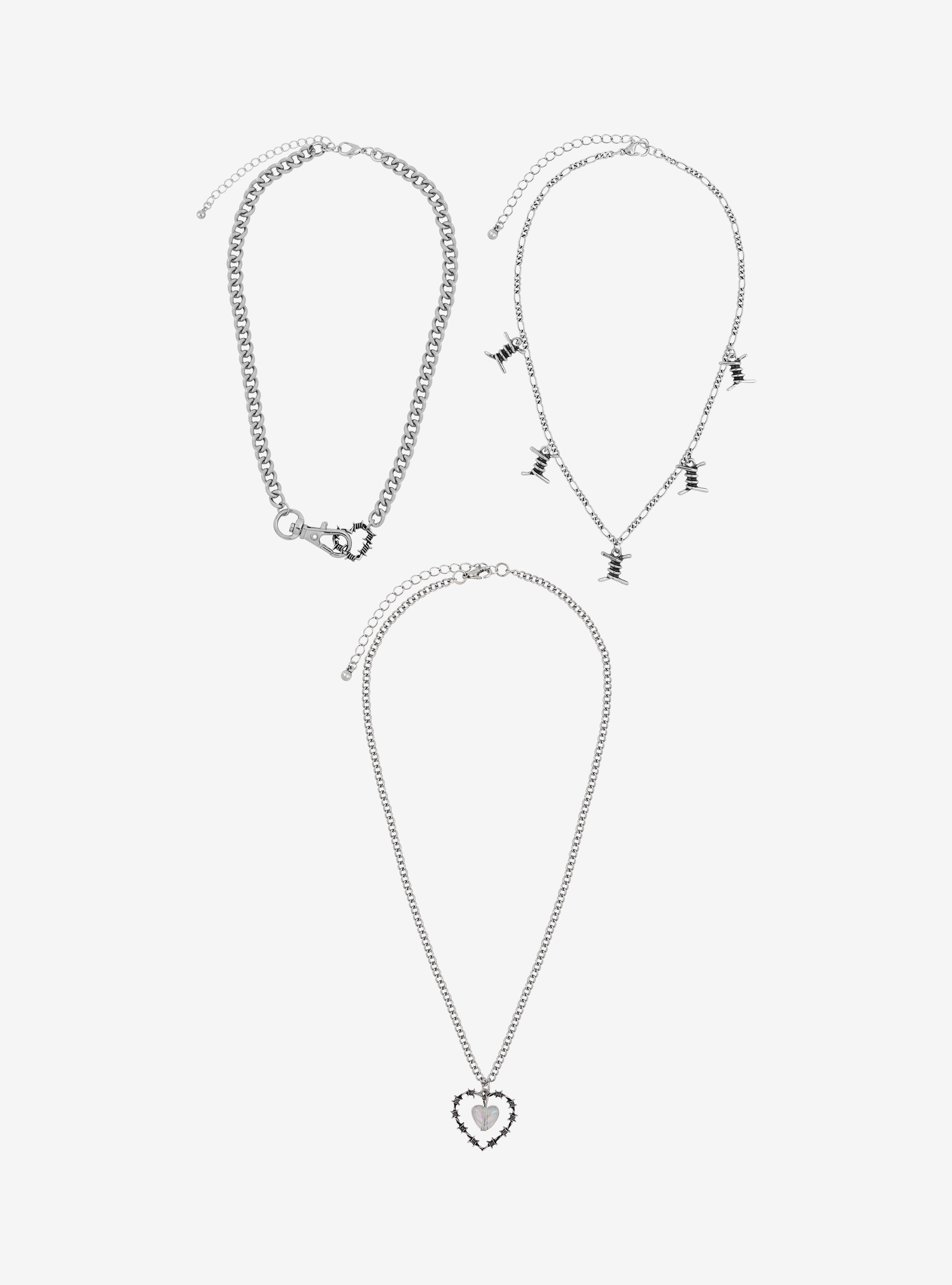 Barbed Wire Heart Necklace Set, , alternate