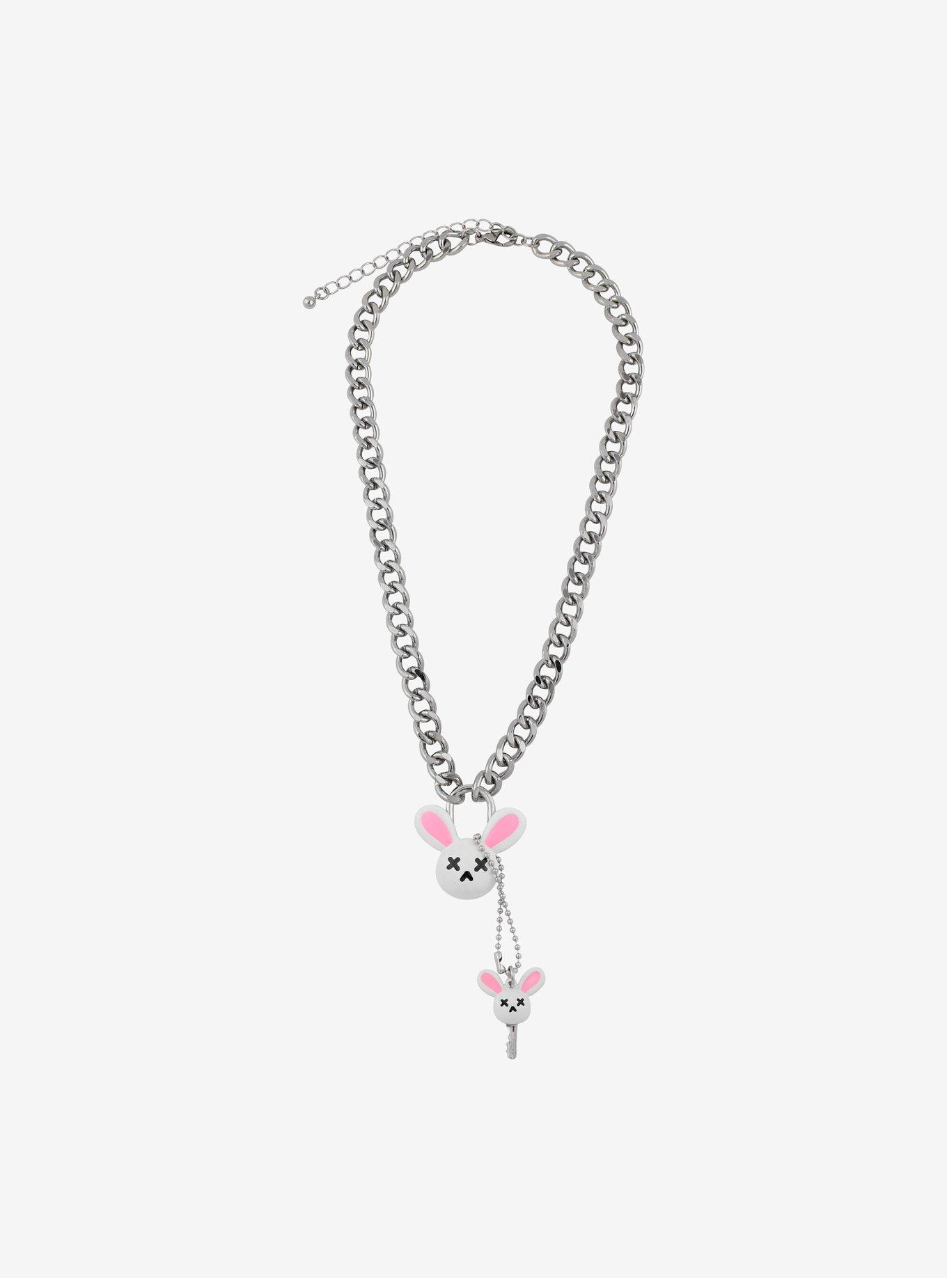 Dead Bunny Padlock & Key Chain Necklace, , alternate