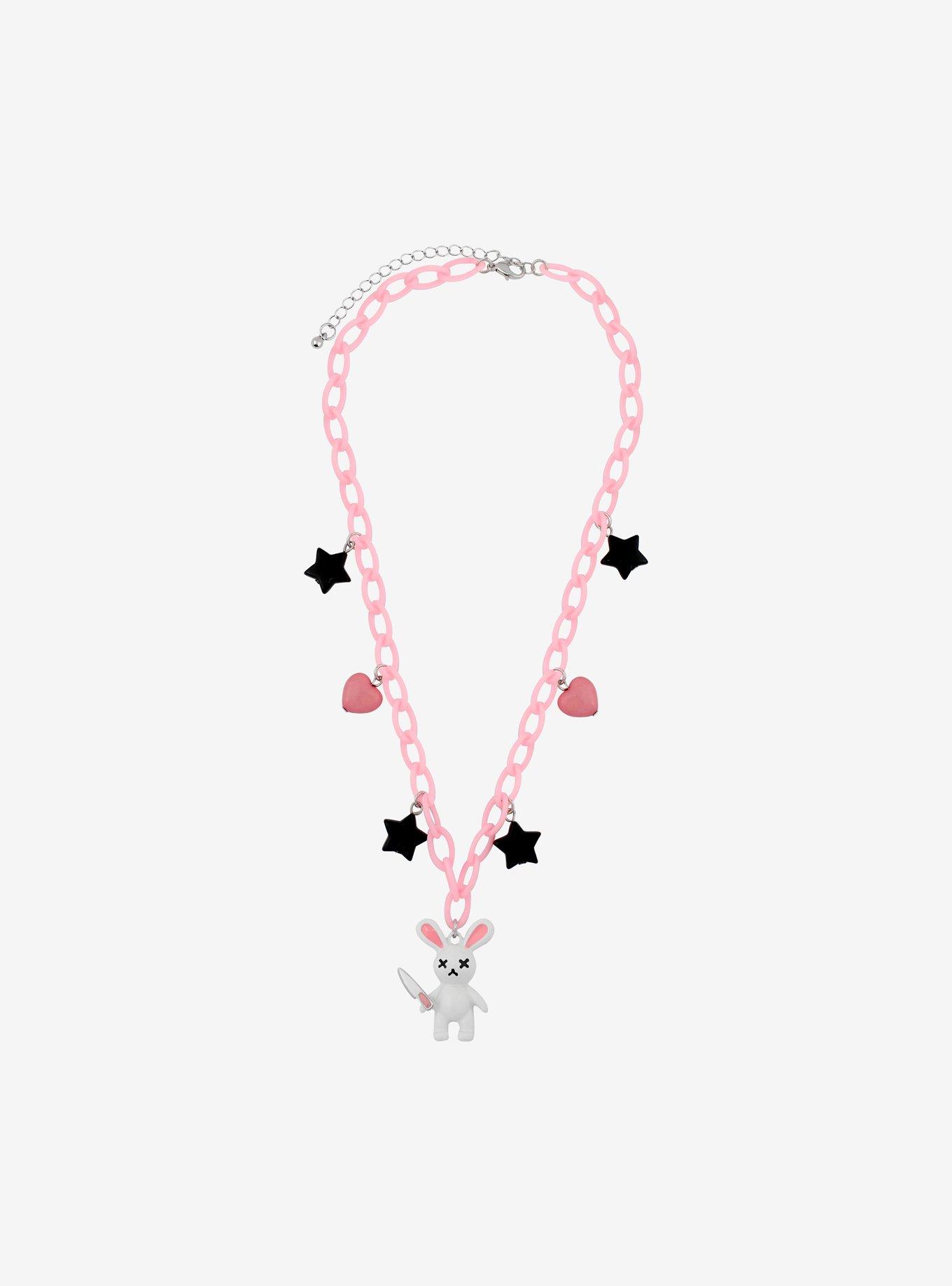 Dead Bunny Charm Chunky Chain Necklace, , alternate