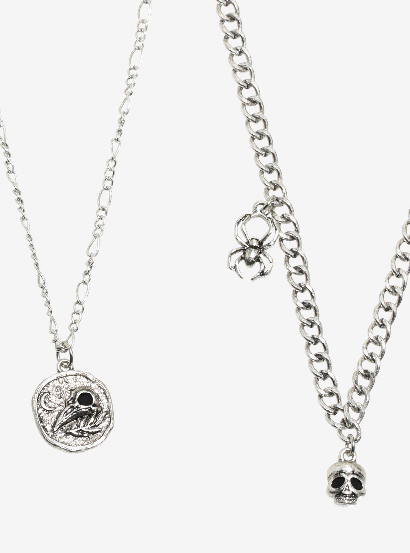 Raven Skull Spider Necklace Set, , alternate