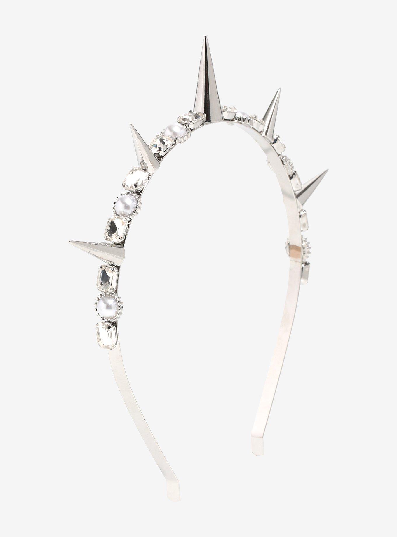 Silver Spike Pearl Headband, , alternate