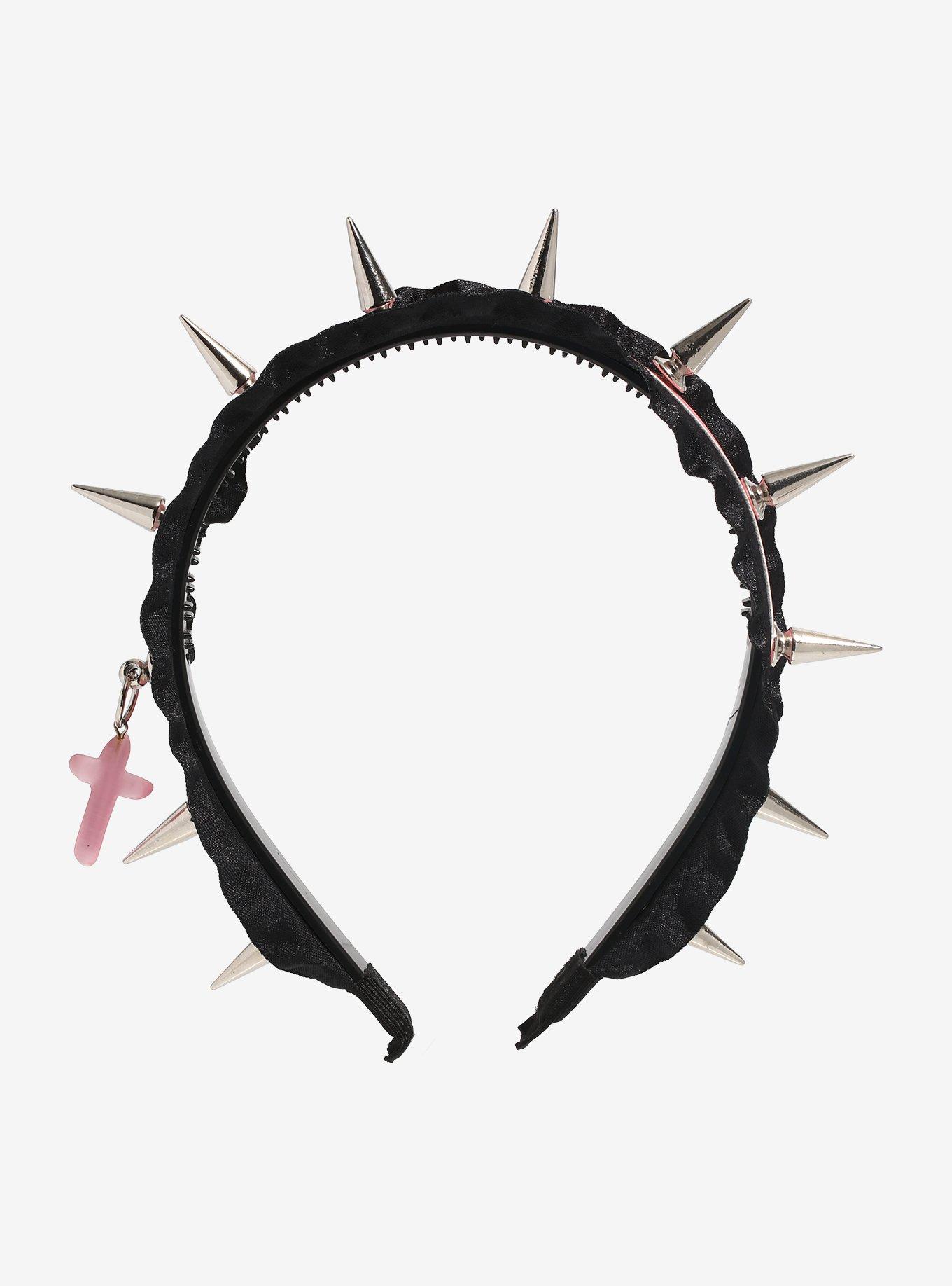 Pink & Black Spike Headband, , alternate