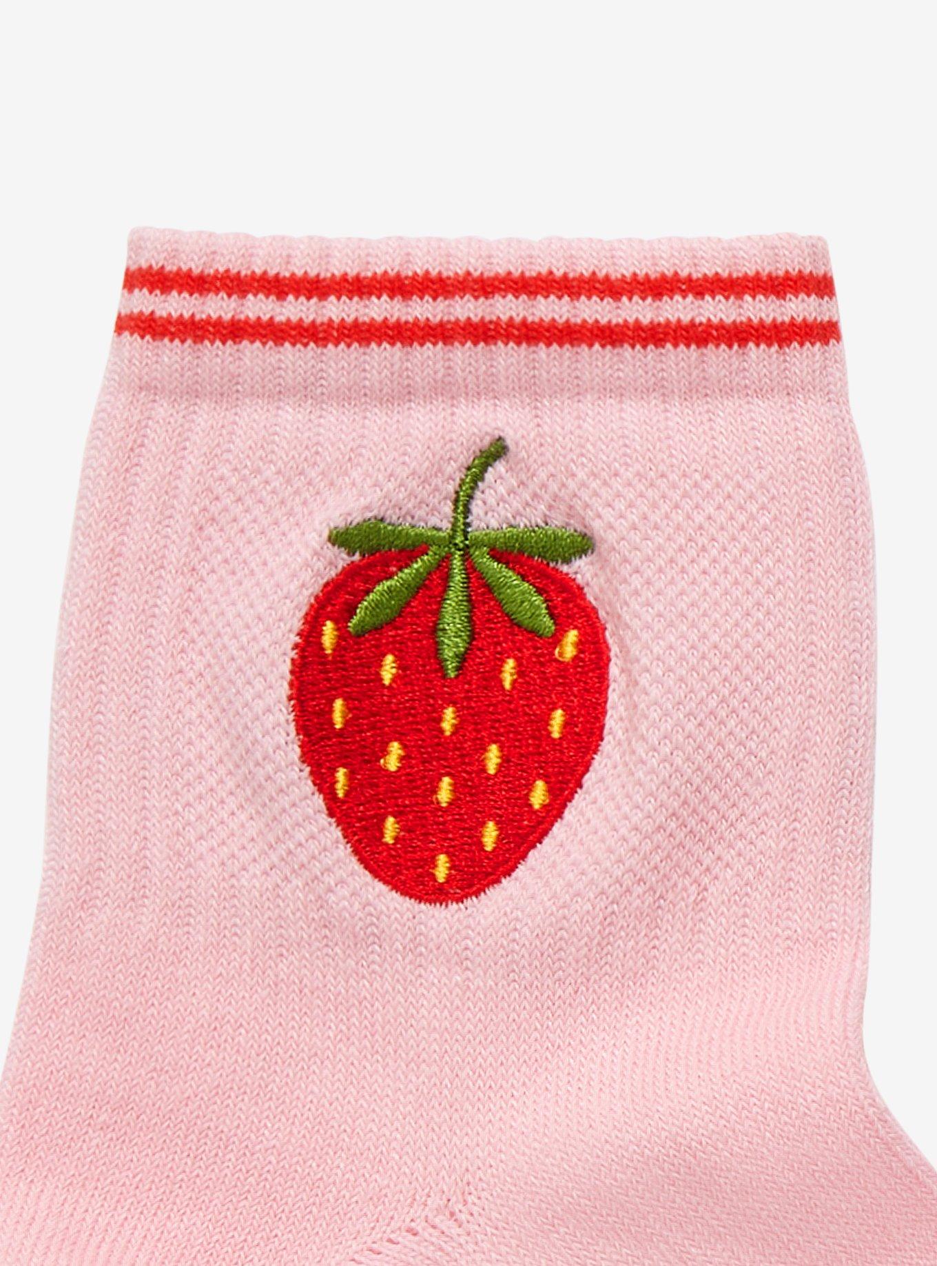 Pink Strawberry Ankle Socks, , alternate