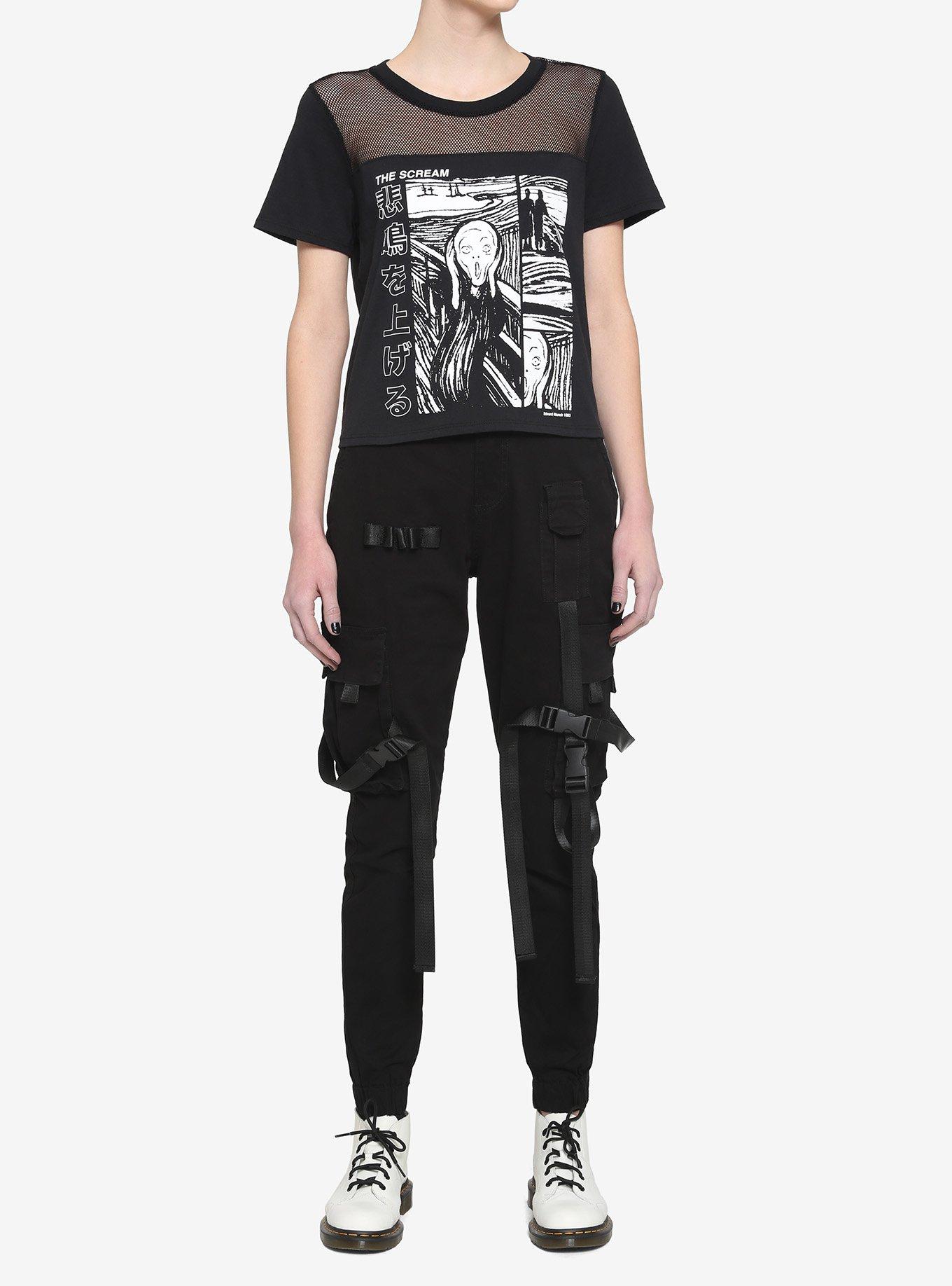 The Scream Mesh Girls Boxy Crop T-Shirt, BLACK, alternate