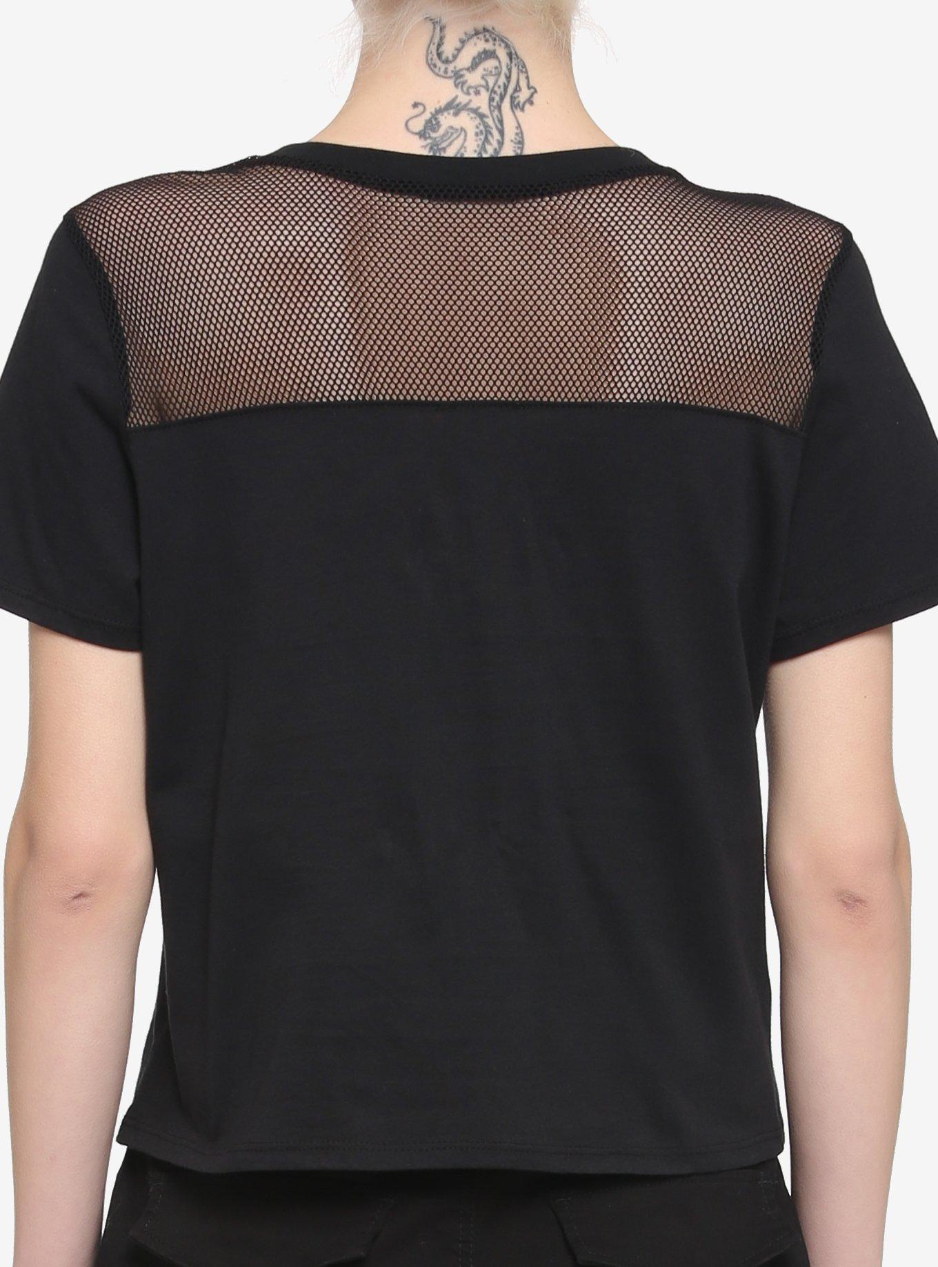 The Scream Mesh Girls Boxy Crop T-Shirt, BLACK, alternate