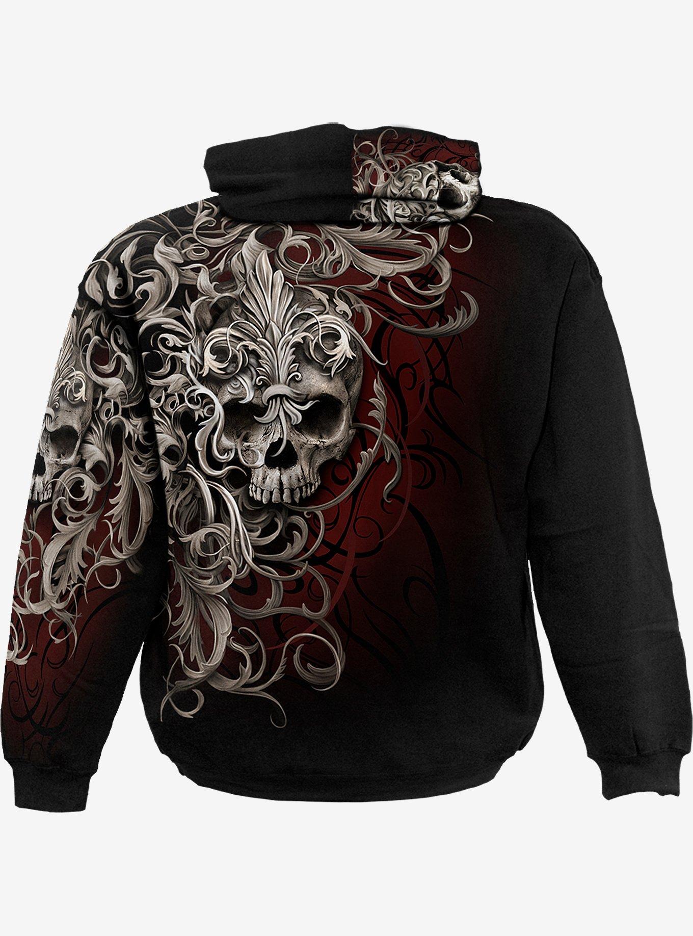 Skull Shoulder Hoodie, BLACK, alternate