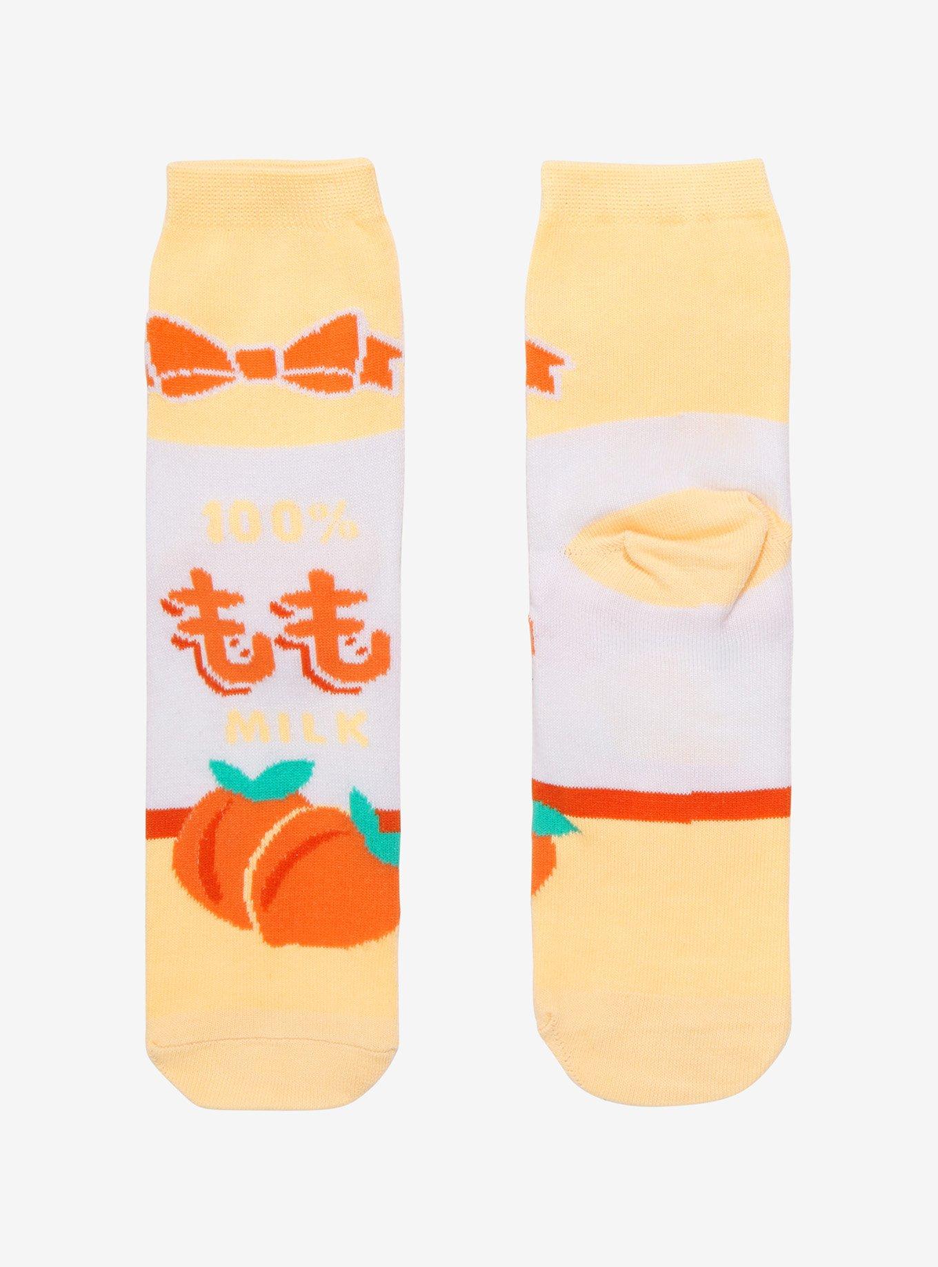 Pastel Peach Milk Crew Socks, , alternate