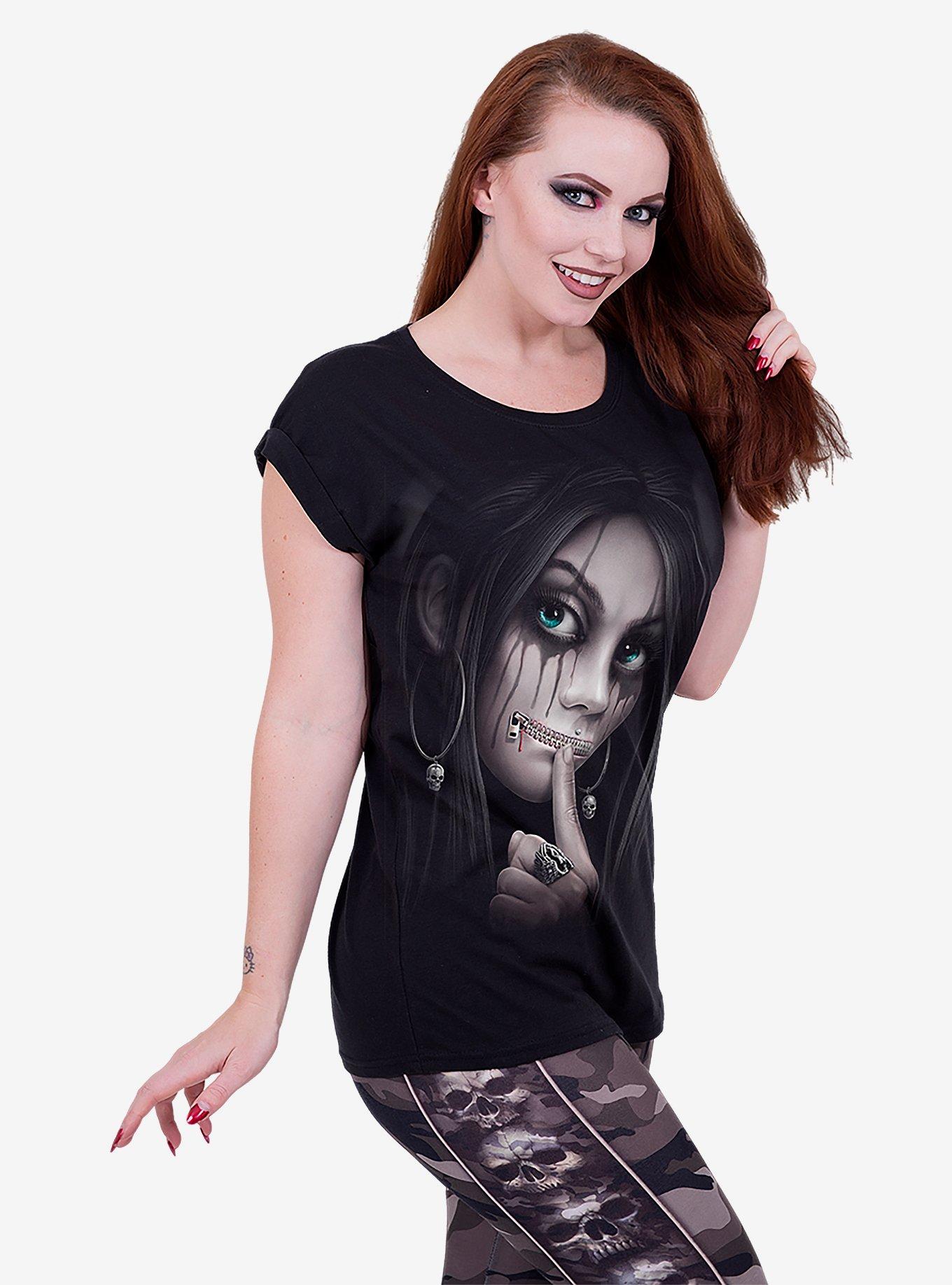 Zipped Turnup Sleeve Loose Fit Tee, , hi-res