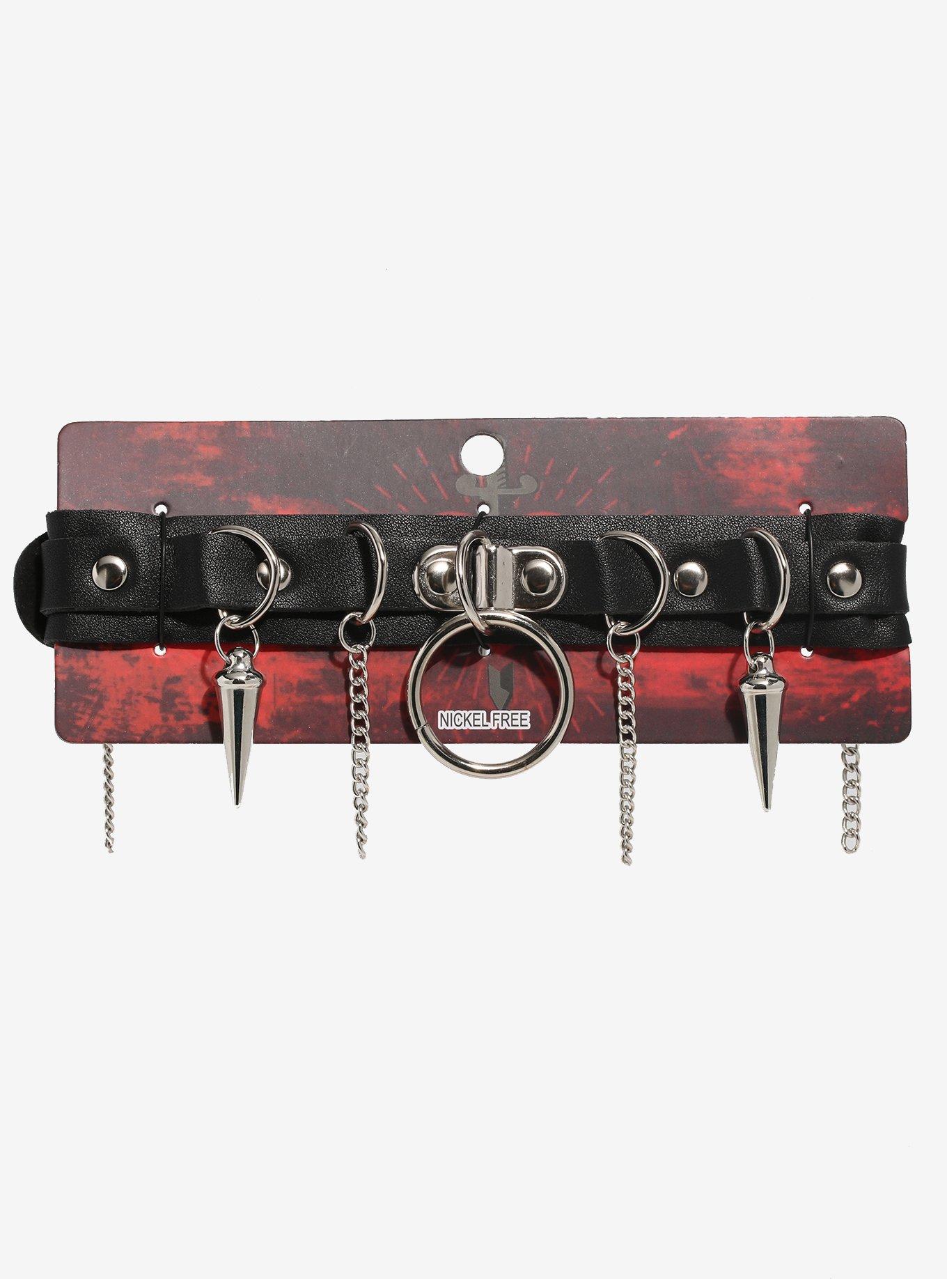 O-Ring Spike Chain Choker, , alternate
