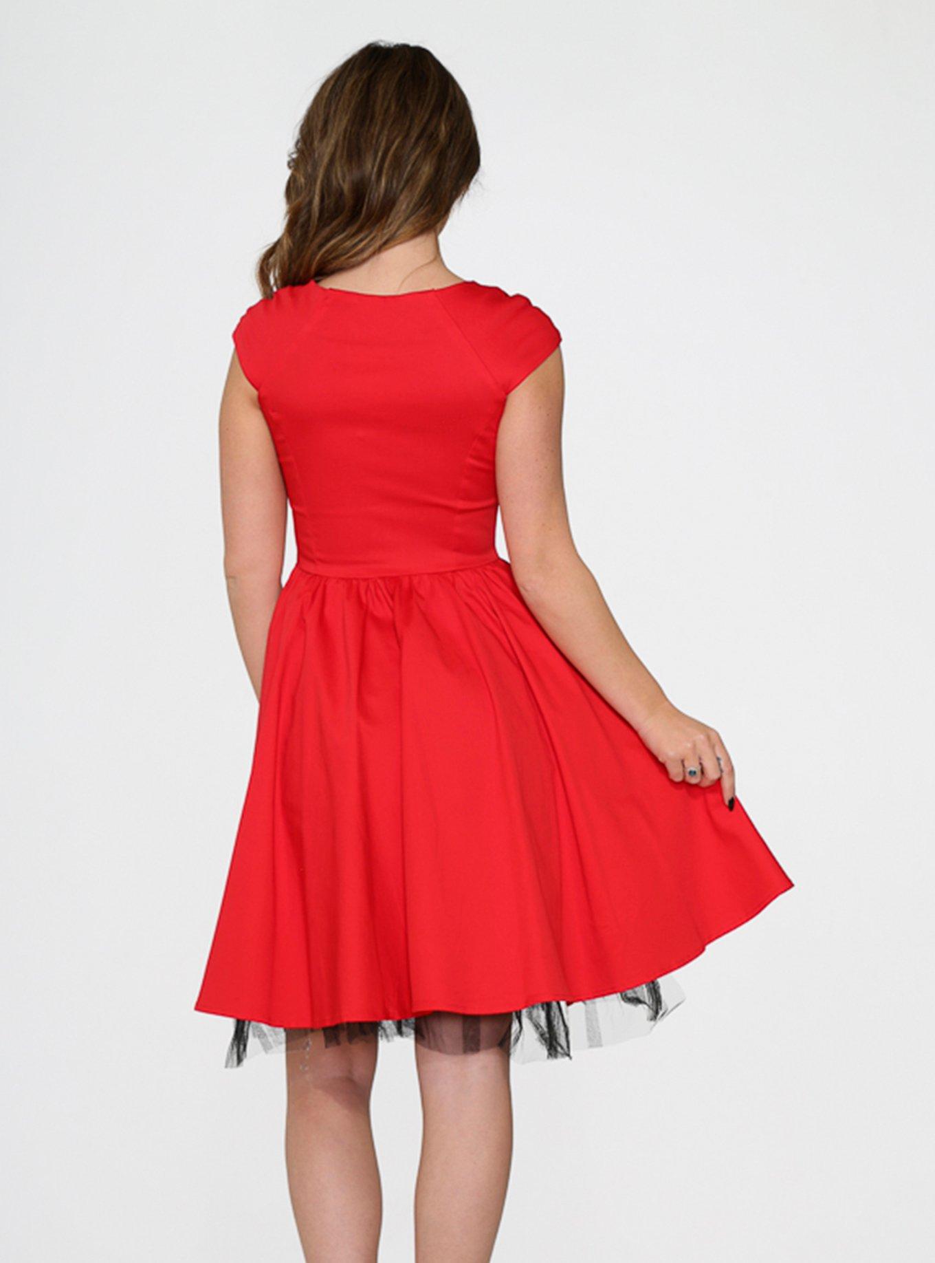 Retro Red Tulle Swing Dress