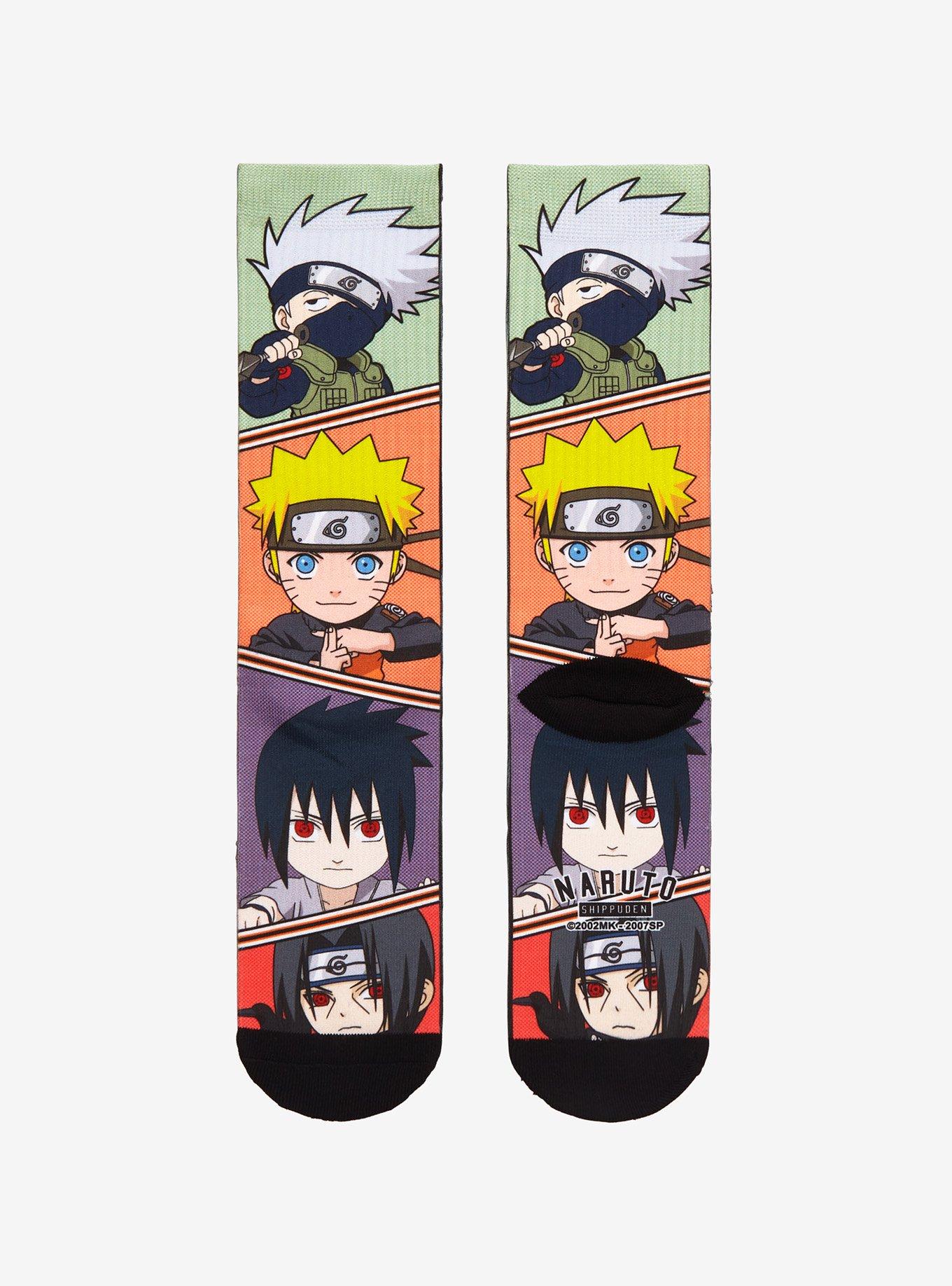 Naruto Shippuden Chibi Character Panels Crew Socks, , alternate