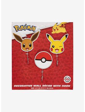 Plus Size Pokémon Pikachu Eevee & Poké Ball Wall Hook Set, , hi-res