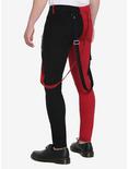 HT Denim Black & Red Colorblock Suspender Stinger Jeans, BLACK  RED, alternate