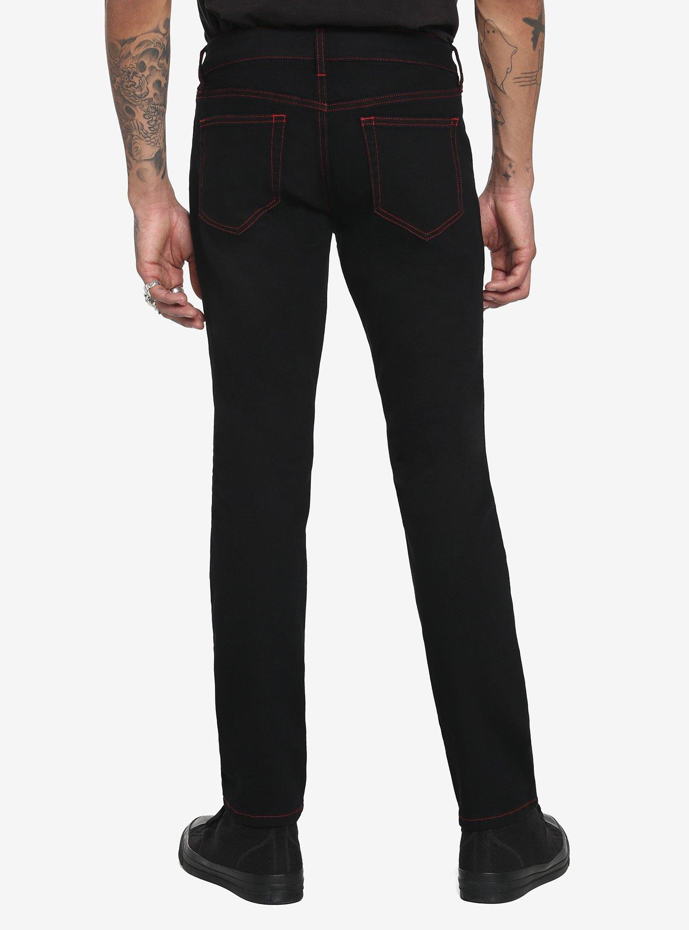 Black Zipper Skinny Jeans, BLACK, alternate