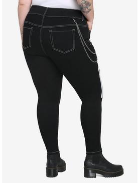 Black & White Zipper Super Skinny Jeans Plus Size, , hi-res