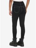 Black & White Zipper Super Skinny Jeans, BLACK, alternate